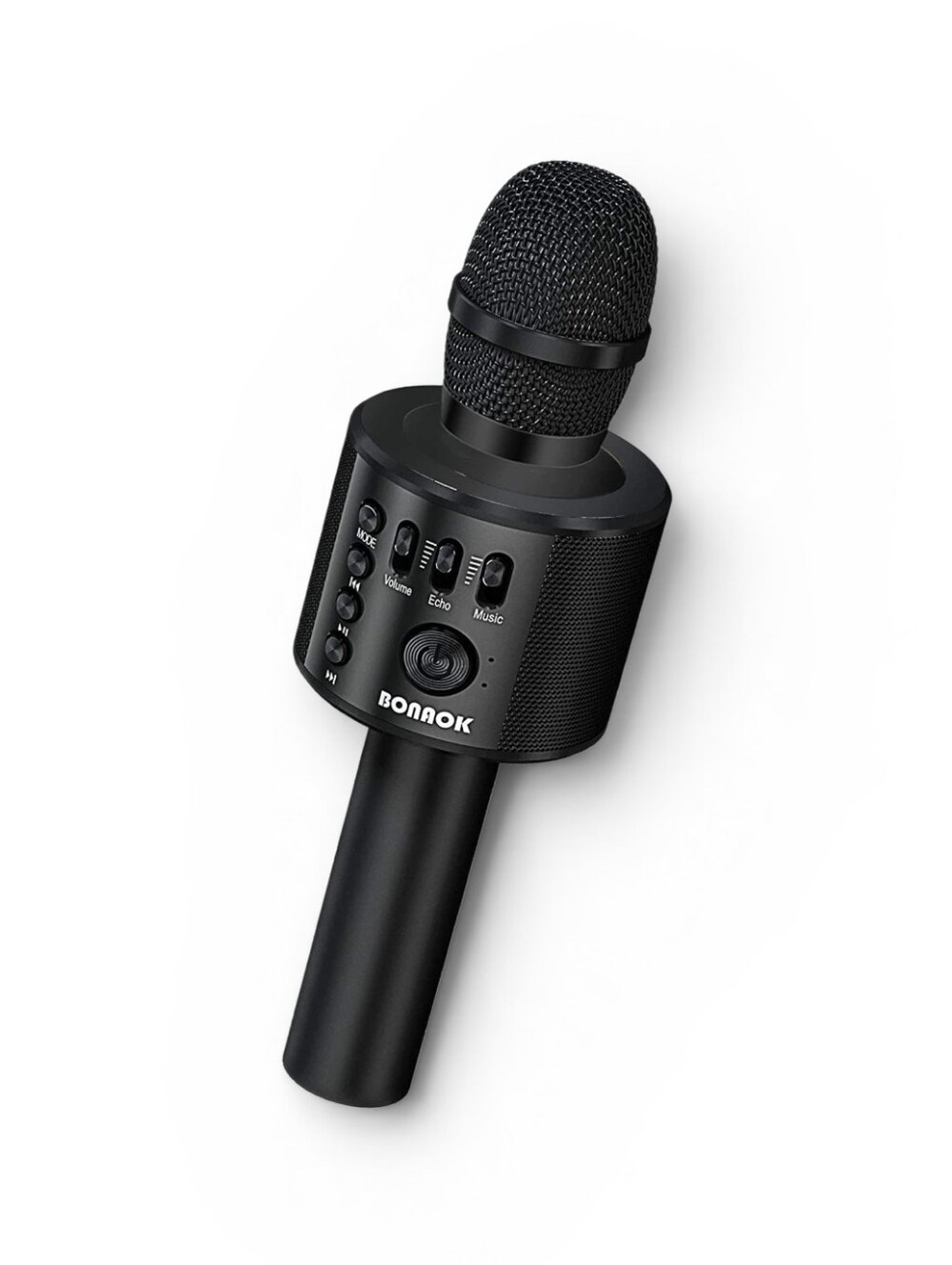 Black Wireless Bluetooth Karaoke Microphone with Built-in Speaker